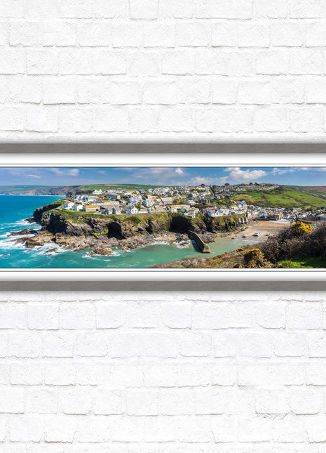 Port Isaac fishing harbour, panoramic framed picture print. A choice of picture frames available.