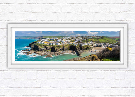 Port Isaac fishing harbour, panoramic framed picture print. A choice of picture frames available.