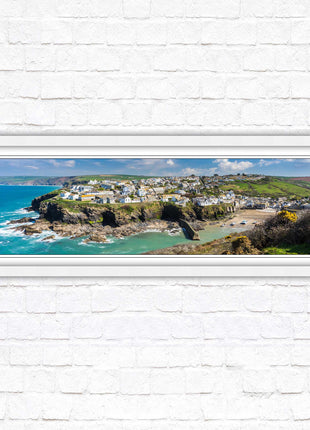 Port Isaac fishing harbour, panoramic framed picture print. A choice of picture frames available.