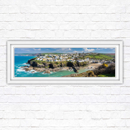 Port Isaac fishing harbour, panoramic framed picture print. A choice of picture frames available.
