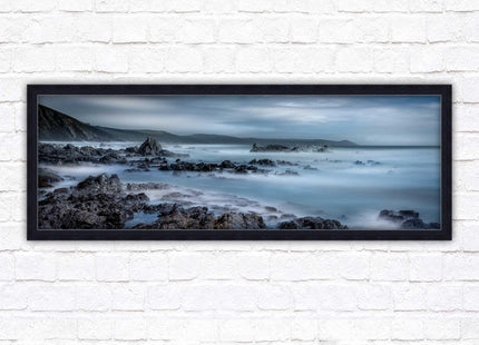 Whitsand bay, South East Cornwall. Panoramic framed picture print. A choice of picture frames available.