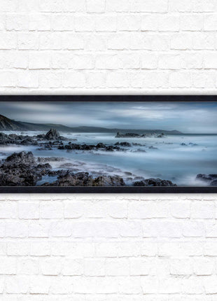Whitsand bay, South East Cornwall. Panoramic framed picture print. A choice of picture frames available.