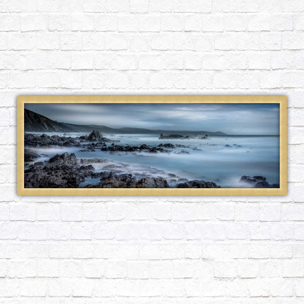 Whitsand bay, South East Cornwall. Panoramic framed picture print. A choice of picture frames available.