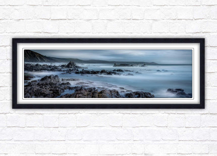 Whitsand bay, South East Cornwall. Panoramic framed picture print. A choice of picture frames available.