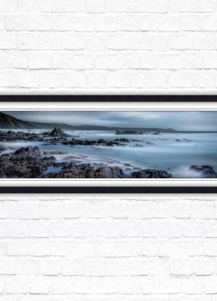 Whitsand bay, South East Cornwall. Panoramic framed picture print. A choice of picture frames available.