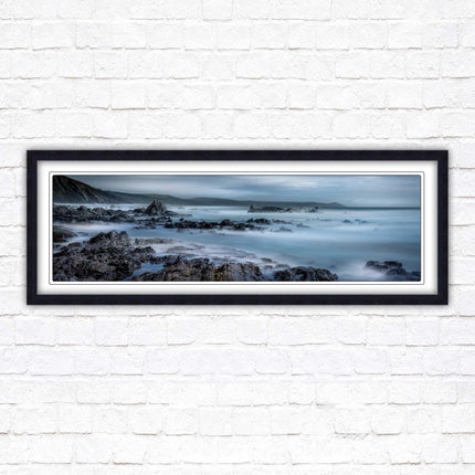 Whitsand bay, South East Cornwall. Panoramic framed picture print. A choice of picture frames available.