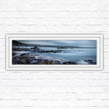 Whitsand bay, South East Cornwall. Panoramic framed picture print. A choice of picture frames available.