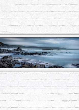 Whitsand bay, South East Cornwall. Panoramic framed picture print. A choice of picture frames available.
