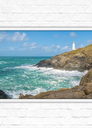 Trevose Head lighthouse on the North Cornwall coast. Framed picture in a choice of styles.