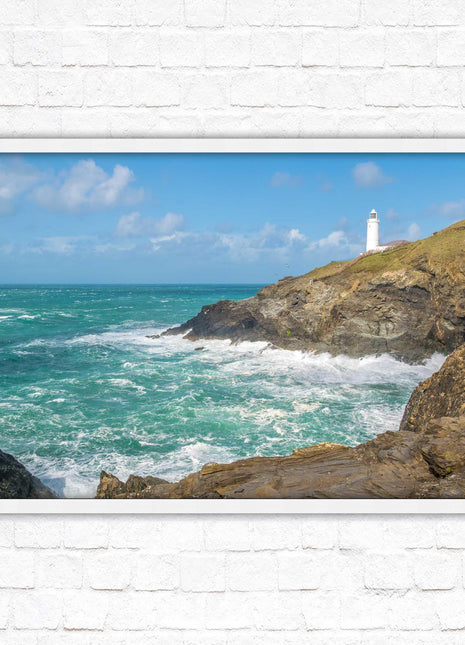 Trevose Head lighthouse on the North Cornwall coast. Framed picture in a choice of styles.