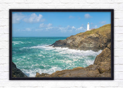 Trevose Head lighthouse on the North Cornwall coast. Framed picture in a choice of styles.