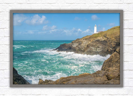 Trevose Head lighthouse on the North Cornwall coast. Framed picture in a choice of styles.