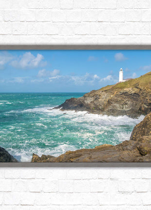 Trevose Head lighthouse on the North Cornwall coast. Framed picture in a choice of styles.