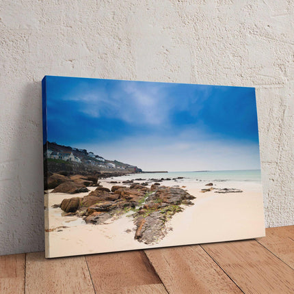 Sennen Cove, Cornwall. Canvas print. Waves rolling into the shore. Beautiful landscape/seascape