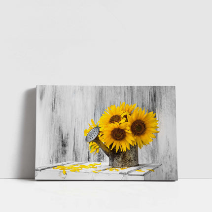 Canvas picture of Sunflowers in Vintage watering can. Printed and framed as a Canvas picture print. Ideal Mothers Day/birthday gift.