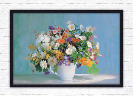 Vase of flowers. Floral bouquet Framed floral picture with choice of frame colours