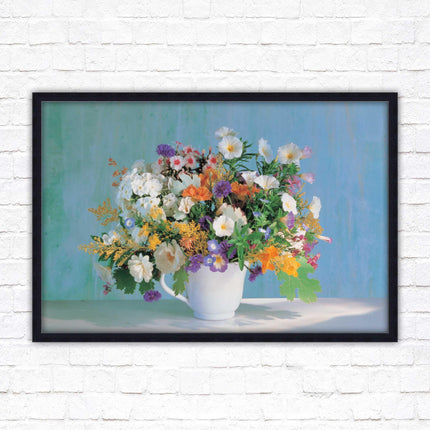 Vase of flowers. Floral bouquet Framed floral picture with choice of frame colours