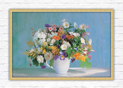 Vase of flowers. Floral bouquet Framed floral picture with choice of frame colours