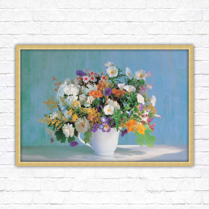 Vase of flowers. Floral bouquet Framed floral picture with choice of frame colours