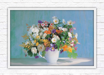 Vase of flowers. Floral bouquet Framed floral picture with choice of frame colours