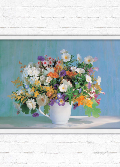 Vase of flowers. Floral bouquet Framed floral picture with choice of frame colours