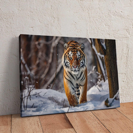 Canvas picture. Tiger in snow covered forest. Stunning majestic Wildlife image. Canvas picture print, landscape.