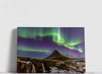 The Northern Light Aurora borealis at Kirkjufell Iceland. Canvas Print Wall decor. Ideal gift birthday present