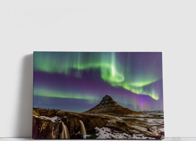 The Northern Light Aurora borealis at Kirkjufell Iceland. Canvas Print Wall decor. Ideal gift birthday present