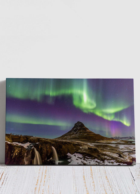 The Northern Light Aurora borealis at Kirkjufell Iceland. Canvas Print Wall decor. Ideal gift birthday present