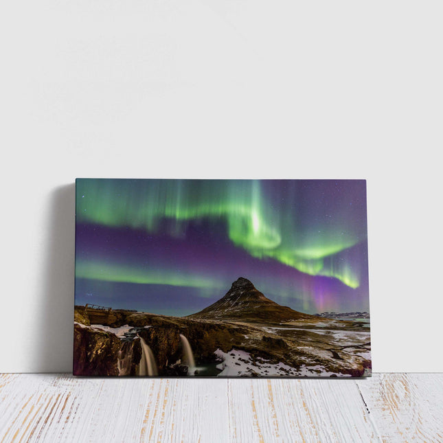 The Northern Light Aurora borealis at Kirkjufell Iceland. Canvas Print Wall decor. Ideal gift birthday present