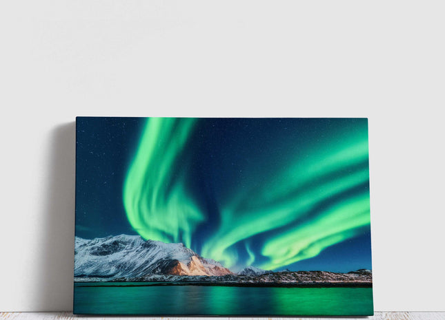 The Northern Lights, Aurora borealis Lofoten islands, Norway. Canvas Print Wall décor. Ideal gift birthday present. Anniversary