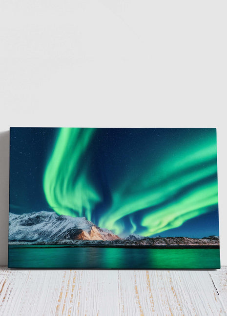 The Northern Lights, Aurora borealis Lofoten islands, Norway. Canvas Print Wall décor. Ideal gift birthday present. Anniversary