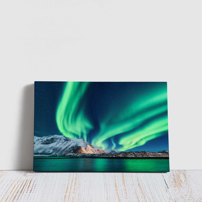 The Northern Lights, Aurora borealis Lofoten islands, Norway. Canvas Print Wall décor. Ideal gift birthday present. Anniversary