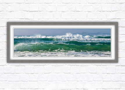 Waves framed picture. Coastal wall art. Panoramic picture frame.