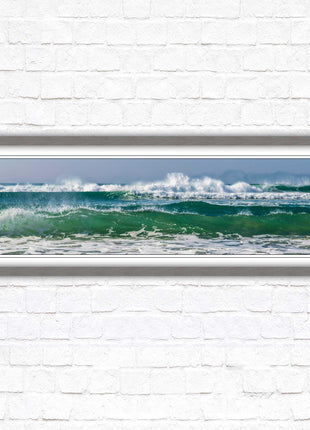 Waves framed picture. Coastal wall art. Panoramic picture frame.