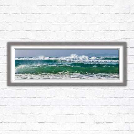 Waves framed picture. Coastal wall art. Panoramic picture frame.