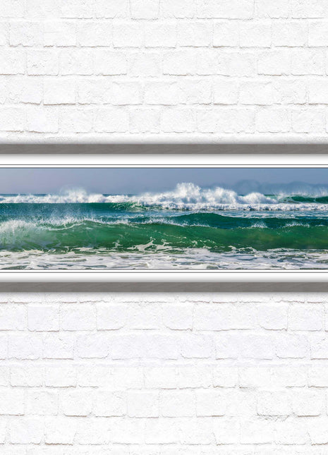 Waves framed picture. Coastal wall art. Panoramic picture frame.