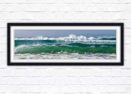 Waves framed picture. Coastal wall art. Panoramic picture frame.