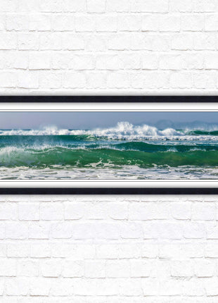 Waves framed picture. Coastal wall art. Panoramic picture frame.