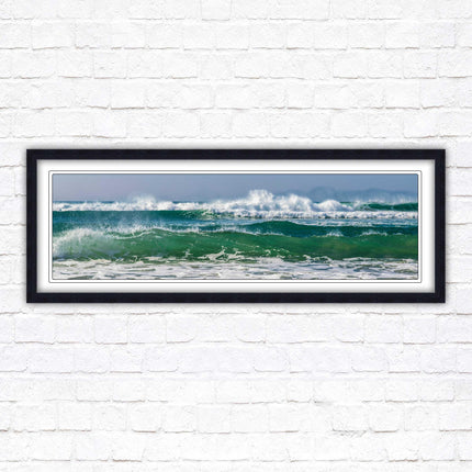 Waves framed picture. Coastal wall art. Panoramic picture frame.
