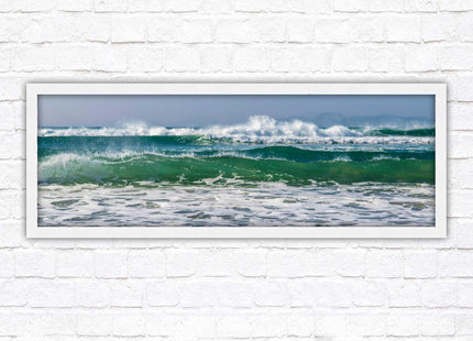 Waves framed picture. Coastal wall art. Panoramic picture frame.