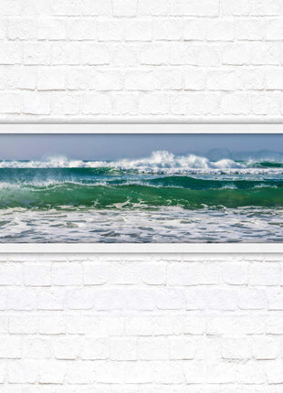 Waves framed picture. Coastal wall art. Panoramic picture frame.