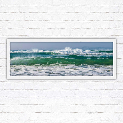 Waves framed picture. Coastal wall art. Panoramic picture frame.