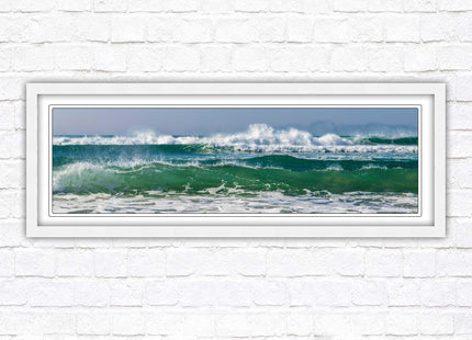 Waves framed picture. Coastal wall art. Panoramic picture frame.