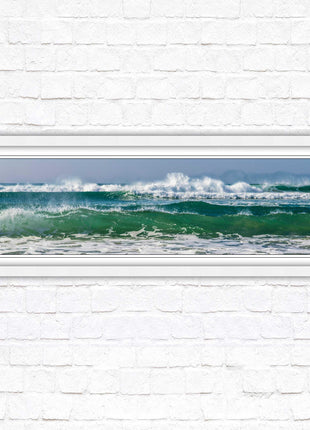 Waves framed picture. Coastal wall art. Panoramic picture frame.