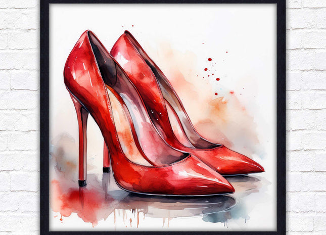 High heels Framed picture print choice of frames and sizes square