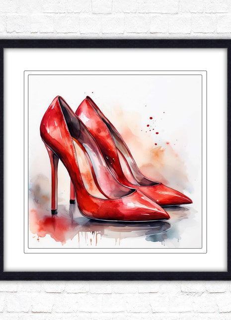 High heels Framed picture print choice of frames and sizes square