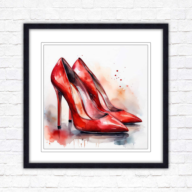 High heels Framed picture print choice of frames and sizes square