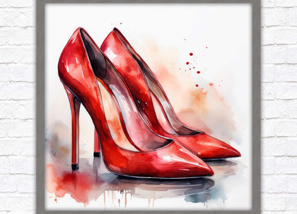 High heels Framed picture print choice of frames and sizes square