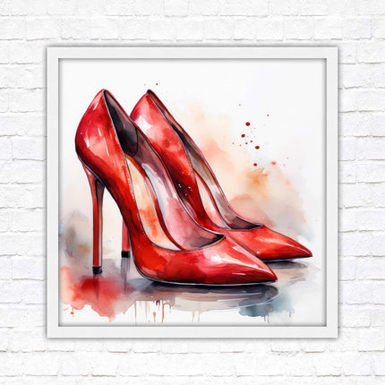 High heels Framed picture print choice of frames and sizes square